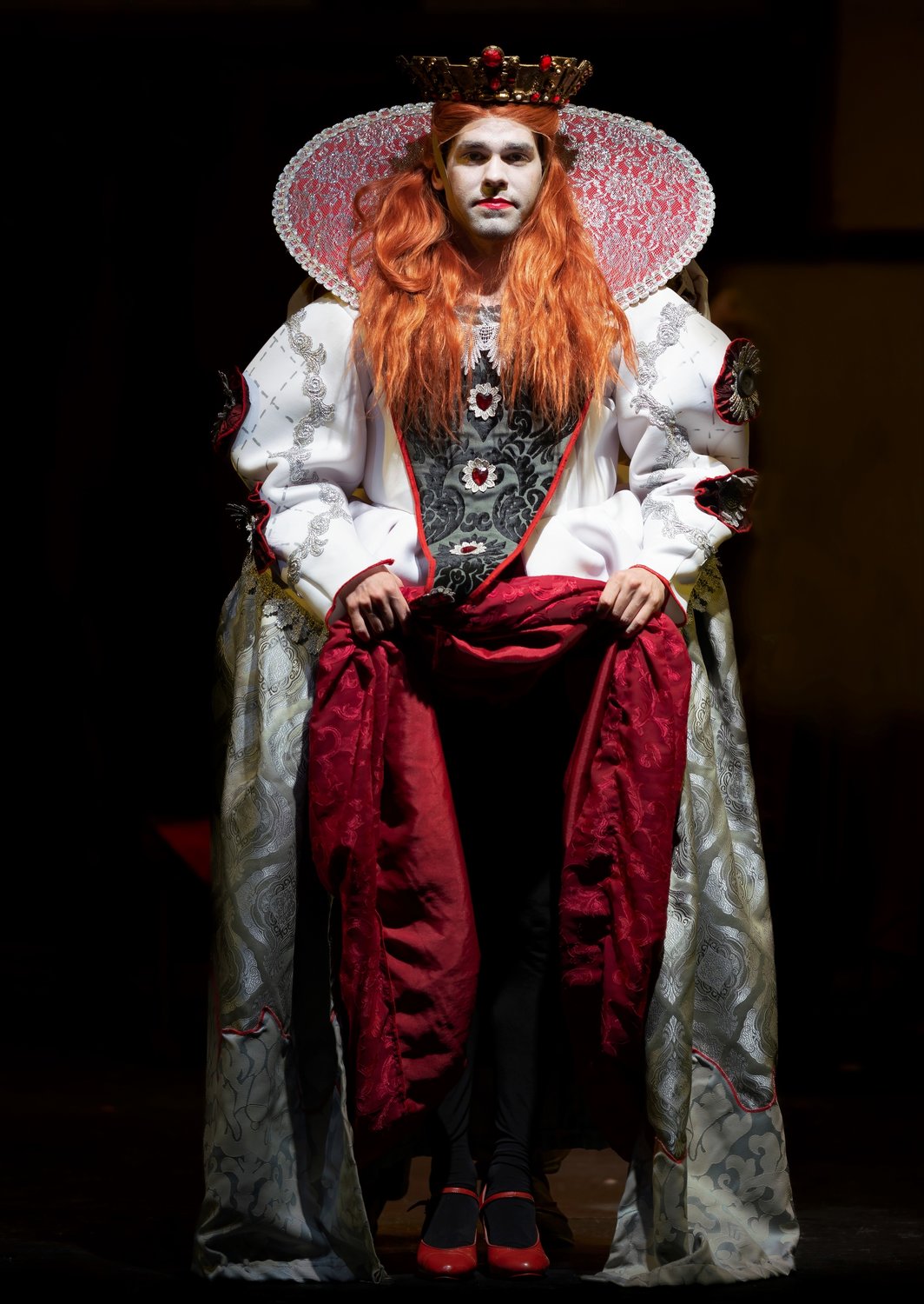 The word “drag” might actually be an acronym,  meaning “dress resembling a girl.” It was ostensibly coined by William Shakespeare. Pictured is actor Logan John as one of Shakespeare's "women" in the 2022 production of "Something Rotten" at the Forestburgh Playhouse.